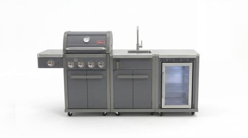 גריל רבולושן 4 אפור גרפיט חדש + כירת צד גז + יח’ כיור + יח’ מקרר Coleman