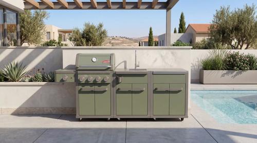 גריל רבולושן 4 ירוק חדש + כירת צד גז + יח’ כיור + יח’ אחסון Coleman