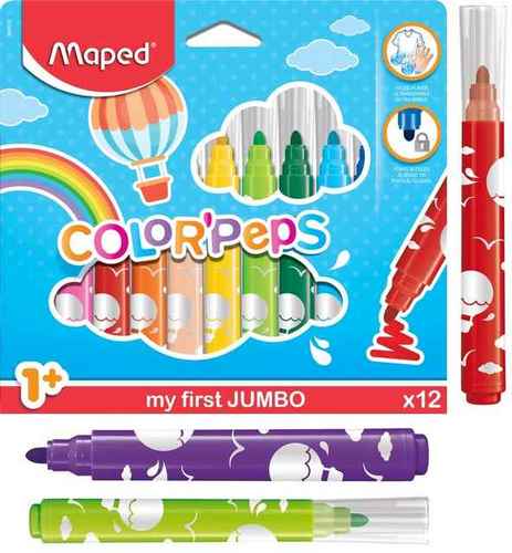 טושים ג'מבו 12 יח לקטנטנים maped  