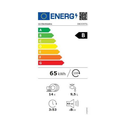 מדיח כלים רחב אינטגרלי 14 מע' כלים LG DBC435TSL אל ג'י