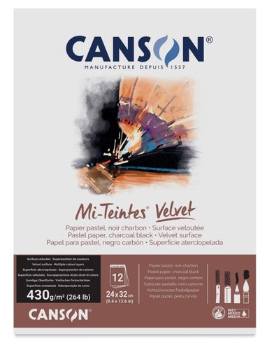 בלוק נייר לפסטל A4 קנסון  Mi-Teintes Velvet - שחור (430 גרם)