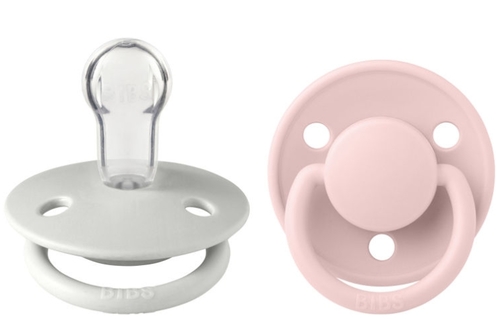 זוג מוצצי סיליקון De Lux אפור/ורוד 0+ חודשים BIBS