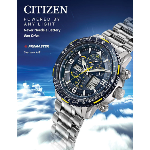 שעון טייסים אנלוגי דיגיטלי Citizen JY807852L רדיו קונטרול אקו דרייב וספיר