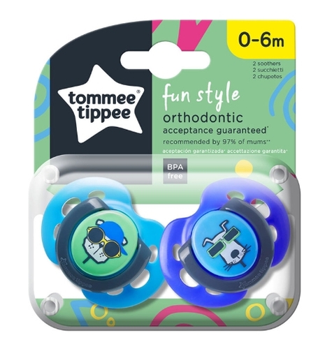 זוג מוצצים עם איורי חיות 0-6 חודשים תכלת/כחול Tommee Tippee