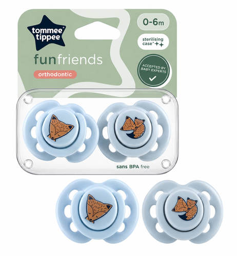  זוג מוצצים עם איורי חיות 0-6 חודשים תכלת Tommee Tippee