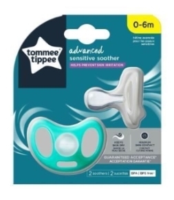 זוג מוצצי סיליקון Advanced לעור רגיש 0-6 חודשים Tommee Tippee