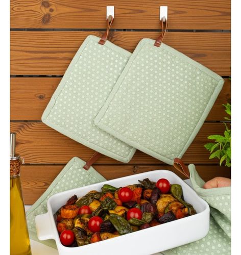 מחזיק לסיר כותנה  וסיליקון צבע ירוק CHEF- pocket potholder