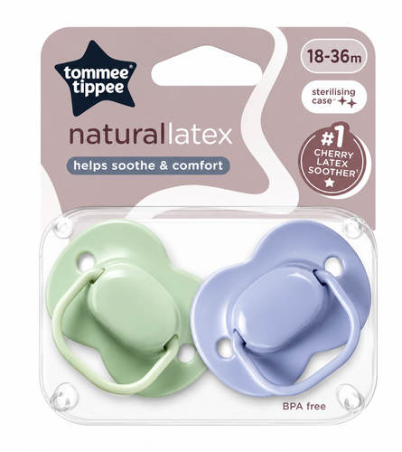 זוג מוצצי לטקס קלאסיים 18-36 חודשים כחול/ירוד Tommee Tippee
