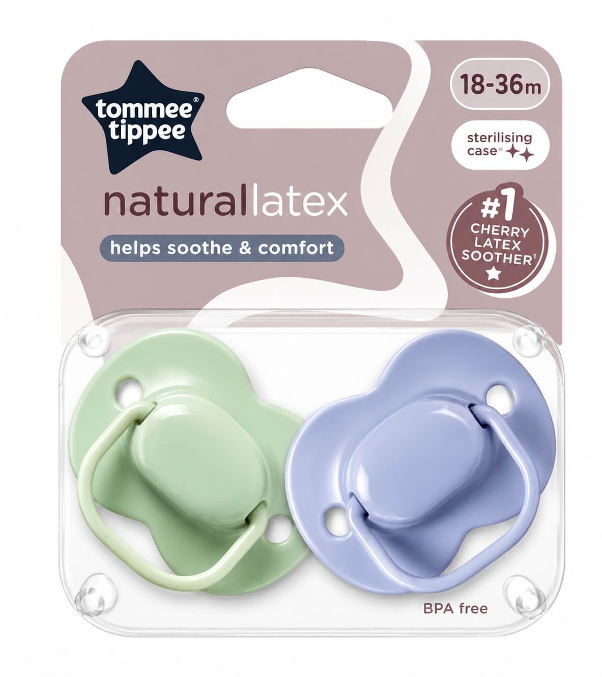 זוג מוצצי לטקס קלאסיים 18-36 חודשים כחול/ירוד Tommee Tippee