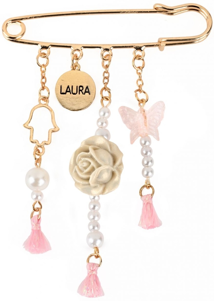 סיכת מזל לעגלת תינוק פנינים ורוד LAURA