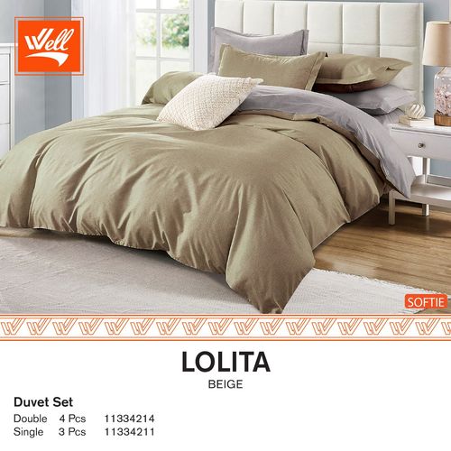 סט מצעים זוגי 180 100% סאטן אל-קמט SOFTIE LOLITA BEIGE