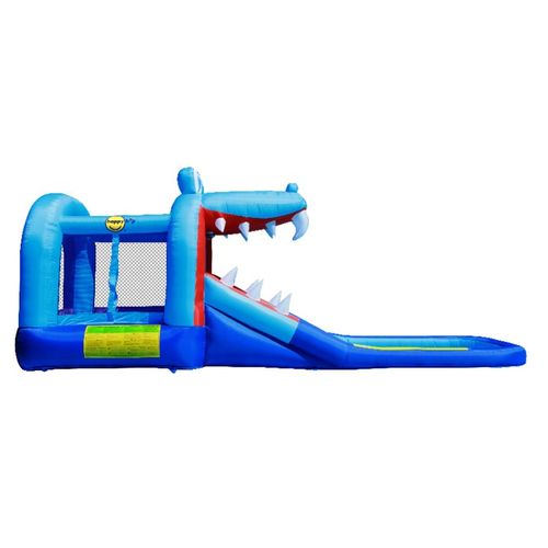 מתקן מתנפח רטוב ויבש Croc Jump & Splash Park עם מגלשה ובריכה 9752