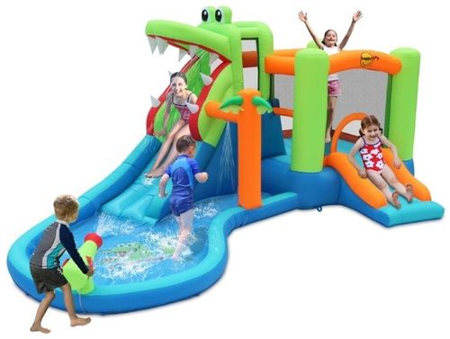 מתקן קפיצות ג'ונגל משולב מגלשת מים קרוקודיל ובריכה עם תותח מים 9772
