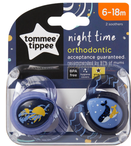 זוג מוצצים זוהרים בחושך 6-18 חודשים Tommee Tippee