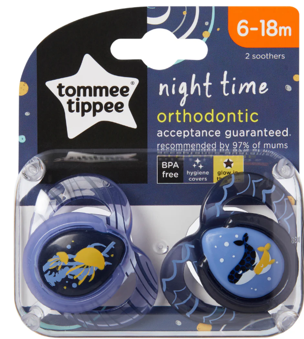 זוג מוצצים זוהרים בחושך 6-18 חודשים Tommee Tippee
