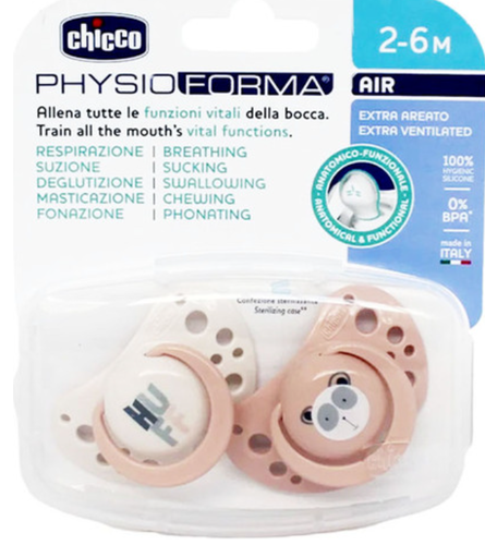 זוג מוצצי סיליקון PhysioForma Air 2-6 חודשים ורוד Chicco