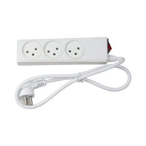  רב שקע לבן 3 שקעים + מפסק + כבל כ-1 מטר 