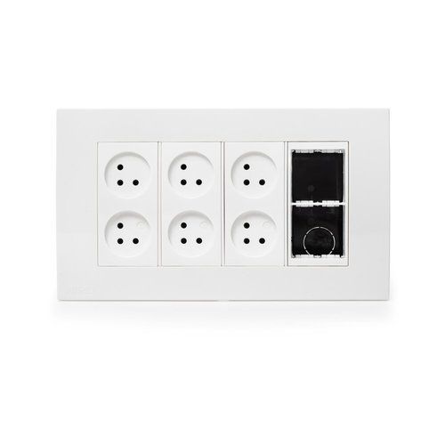  עמדת  HOME & OFFICE תחת הטיח 8 מודול, 6 שקעים ומתאם ג 