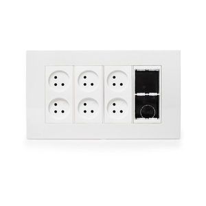  עמדת  HOME & OFFICE תחת הטיח 8 מודול, 6 שקעים ומתאם ג 