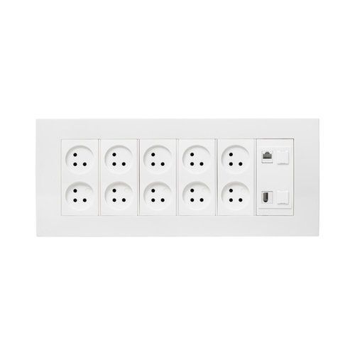  עמדת  HOME & OFFICE תחת הטיח 12 מודול, 10 שקעים ומתאם גוויס 