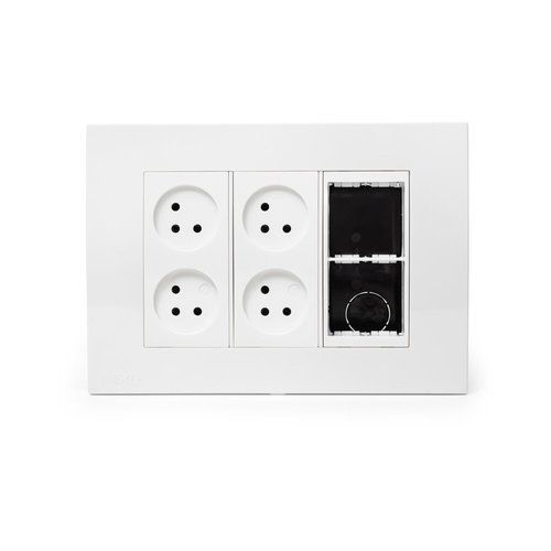 עמדת  HOME & OFFICE תחת הטיח 6 מודול, 4 שקעים ומתאם ג 