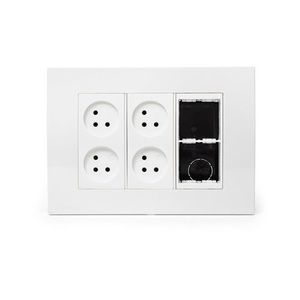  עמדת  HOME & OFFICE תחת הטיח 6 מודול, 4 שקעים ומתאם ג 