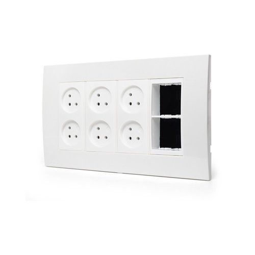  עמדת  HOME & OFFICE תחת הטיח 8 מודול, 6 שקעים ומתאם ג 