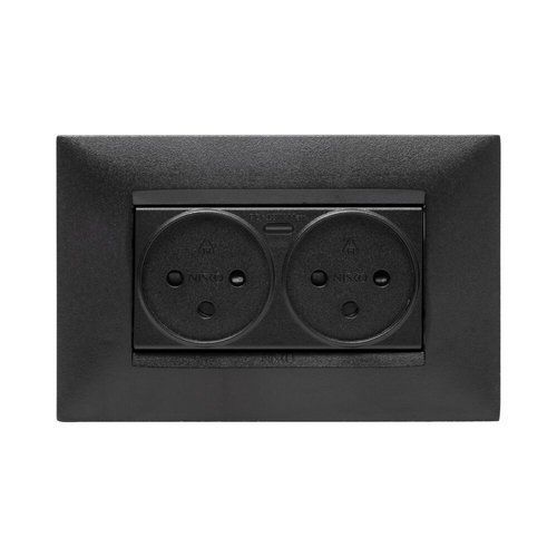  שקע כפול עם מטען USB מהיר TYPE C PD שחור 4M MATT ניסקו סוויץ' 