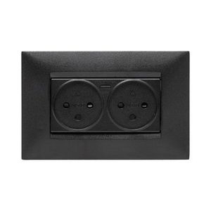  שקע כפול עם מטען USB מהיר TYPE C PD שחור 4M MATT ניסקו סוויץ