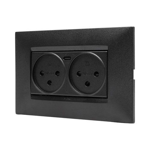  שקע כפול עם מטען USB מהיר TYPE C PD שחור 4M MATT ניסקו סוויץ' 