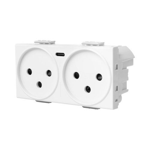  שקע כפול עם מטען USB מהיר TYPE C PD לבן 4M ניסקו סוויץ' 