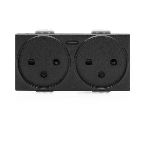  שקע כפול עם מטען USB מהיר TYPE C PD שחור 4M MATT ניסקו סוויץ' 