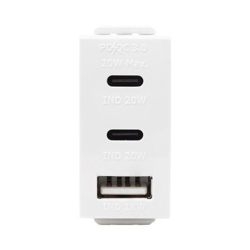  מטען מהיר 3 יציאות USB 2C+A PD 20W לבן 1M ניסקו סוויץ' 