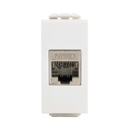  שקע מחשב מסוכך RJ45 CAT6A FTP, לבן 1M ניסקו סוויץ' 