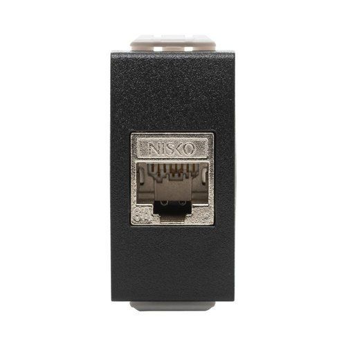  שקע מחשב מסוכך RJ45 CAT6A FTP, שחור מט 1M ניסקו סוויץ' 