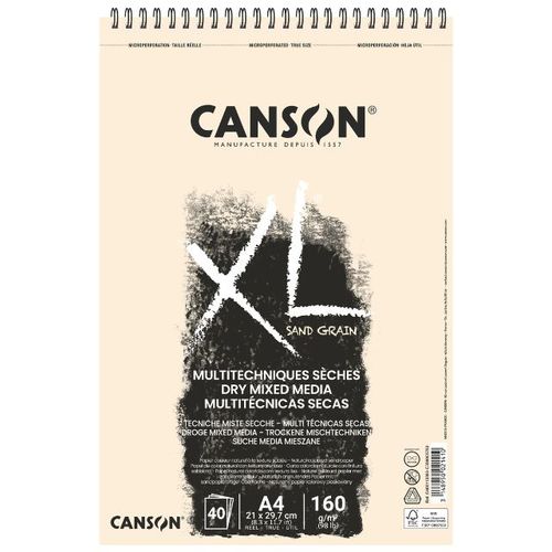 בלוק נייר מחוספס לטכניקות יבשות 40 דף 160 גר Canson XL Sand Grain