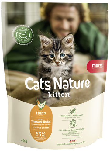 מזון יבש לגורי חתולים Mera Cats Nature Kitten מרה עוף מועשר בקולוסטרום 2 ק״ג