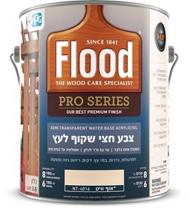 צבע חצי שקוף לעץ גוון 4016 אוף וויט - 3.6 ליטר FLOOD
