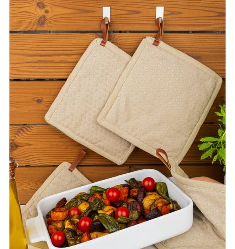 מחזיק לסיר כותנה  וסיליקון צבע בז  CHEF- pocket potholder