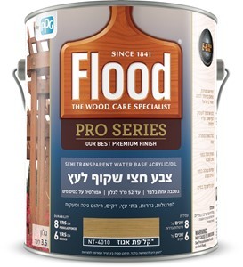 צבע חצי שקוף לעץ גוון 4010 קליפת אגוז - 750 מל FLOOD