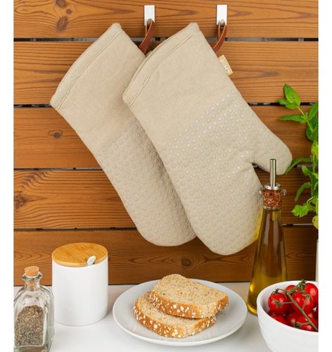 כפפות תנור כותנה וסילקון צבע  בז CHEF - glove