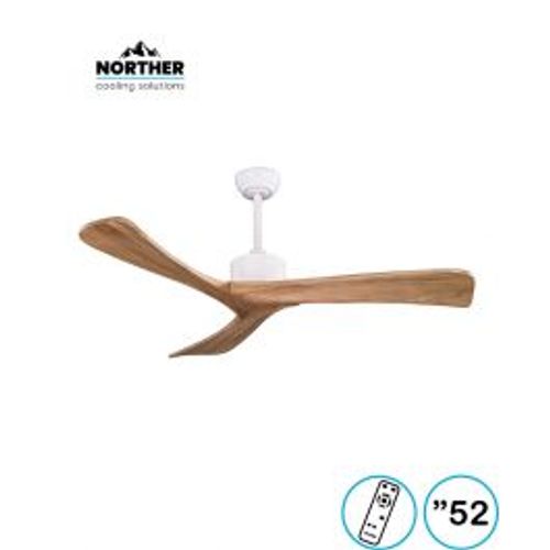 מאוורר תקרה 52" OXFORD כנפיים מעץ מלא +שלט לבן+עץ NORTHER