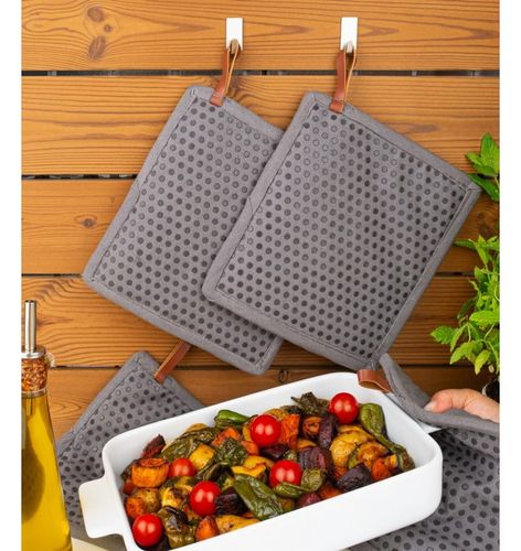 מחזיק לסיר כותנה  וסיליקון צבע  אפור כהה  CHEF- pocket potholder