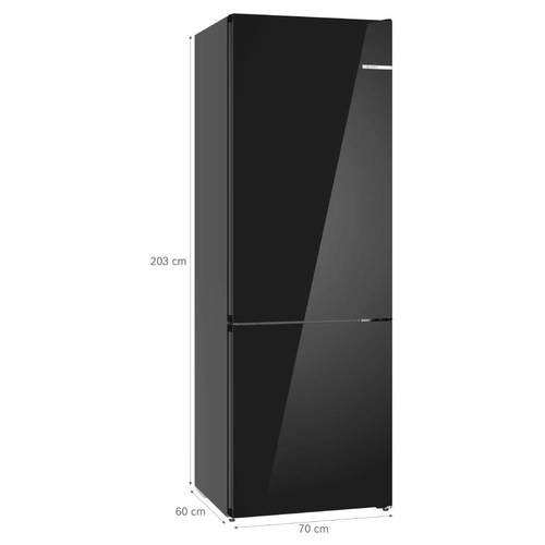 מקרר מקפיא תחתון 440 ליטר Bosch KGN49LBCF זכוכית שחורה