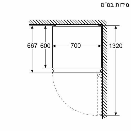 מקרר מקפיא תחתון 440 ליטר Bosch KGN49LBCF זכוכית שחורה