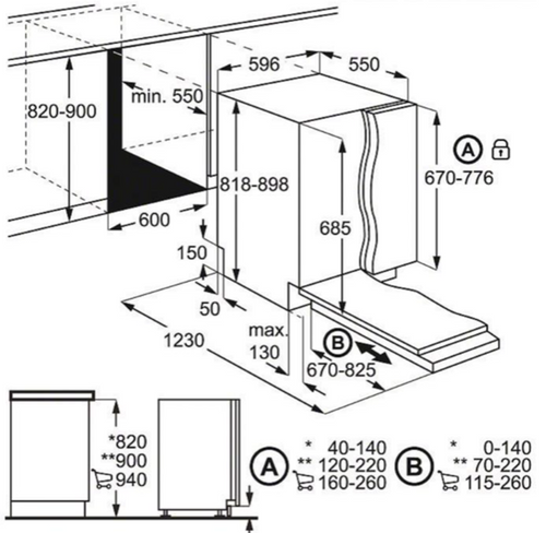 מדיח כלים אינטגרלי מלא AEG FSR93817P Comfort Lift XXL א.א.ג.