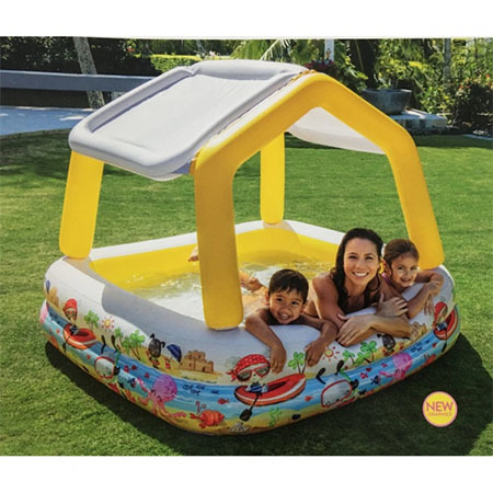 בריכה מתנפחת כולל גגון לצל INTEX 57470 בריכה מתנפחת מוצלת מבית אינטקס