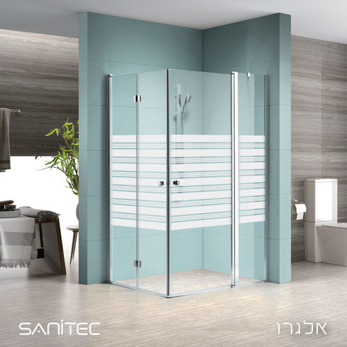 מקלחון פינתי אלגרו - קבוע דלת ודלת הרמוניקה סניטק