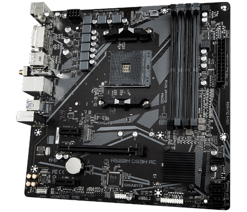 לוח אם Gigabyte A520M DS3H AC 1.4 DDR4 M.2 WIFI BT AM4