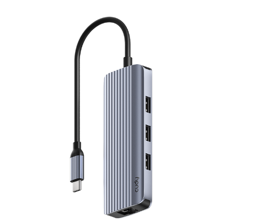 תחנת עגינה 4K-60Hz HDMI 100W PD & CUDY 6-IN-1 USB-C Hub with GbE